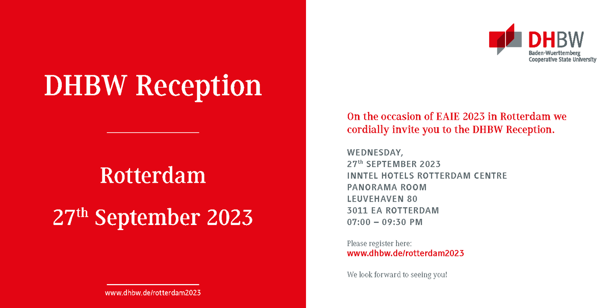 Save the date DHBW reception at EAIE in Rotterdam 2023