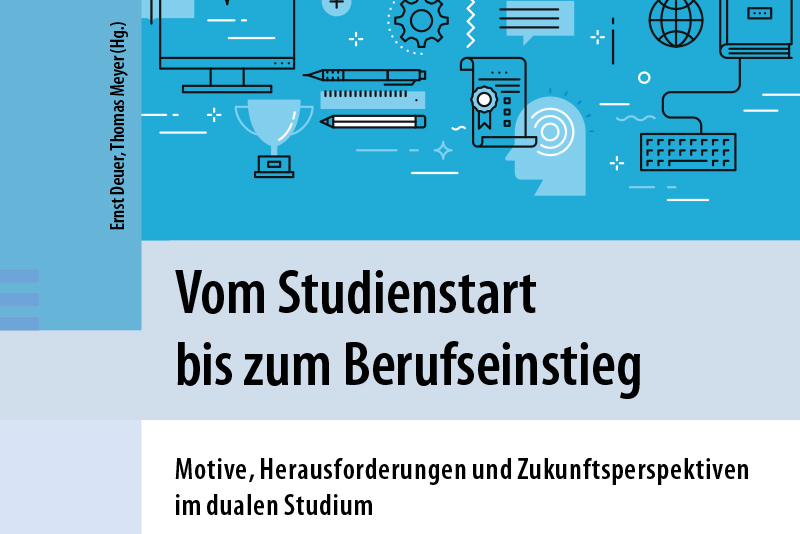 Teil des Covers der Studie: Titel und Autoren, darüber auf blauem Hintergrund schwarze Piktogramme