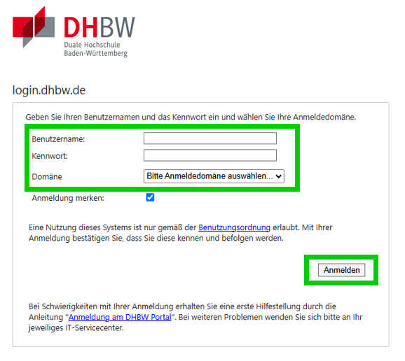 Grafik zeigt Login Fenster für Moodle-Login an